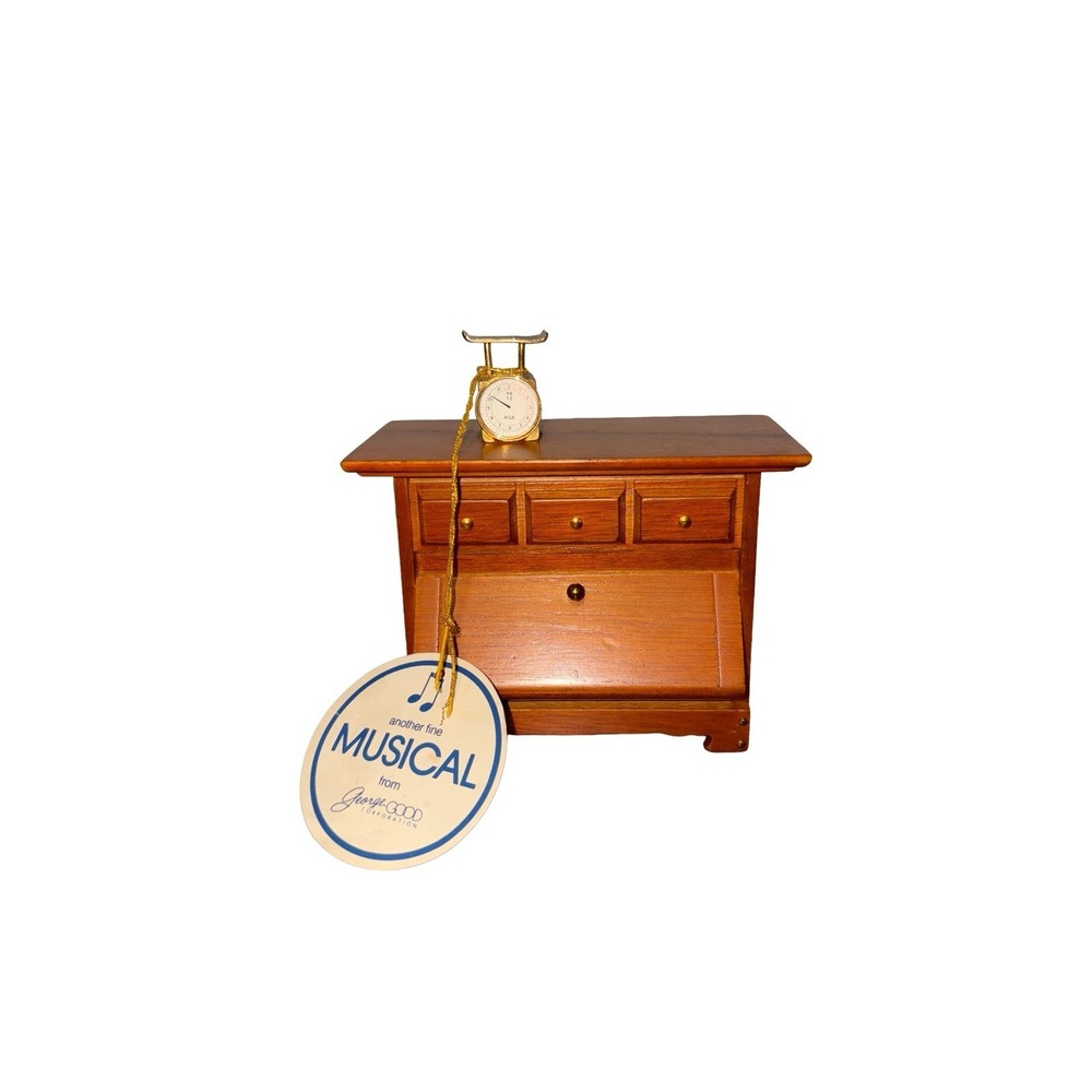 George Good Corp MCM Miniature Hutch Desk Scale Music Box "A Spoonful Of Sugar"